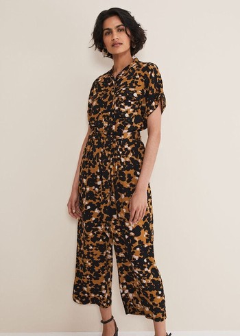 Phase Eight Nell Abstract Cropped Wide Leg Jumpsuit Leopard Canada | JSQGUR-670